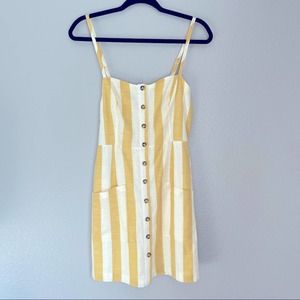 FOREVER 21 Striped Mini Dress Button Up Pockets M